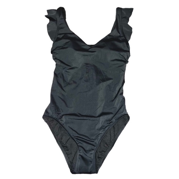 NWT|Women’s|Time and Tru|Black|Ruffle Strap|Medium|One Piece|Swimsuit - Picture 7 of 7